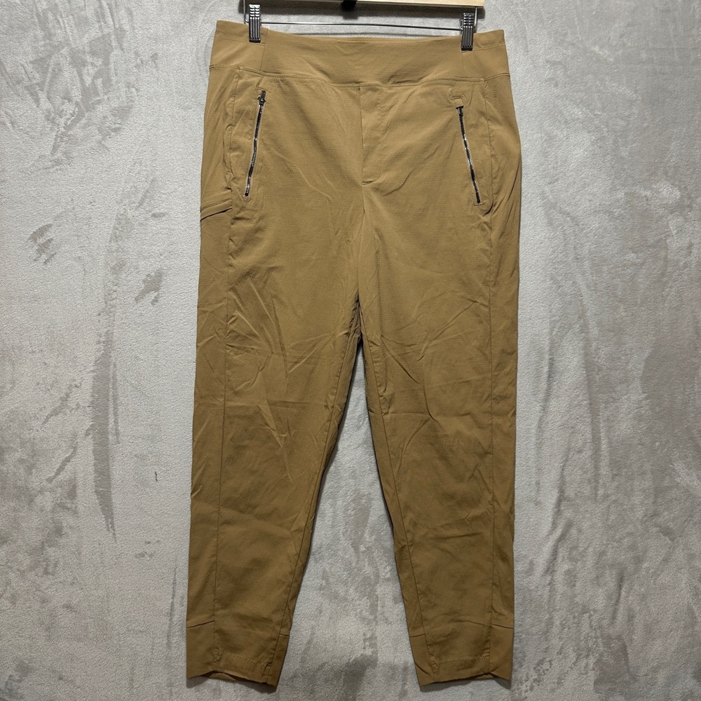 Athleta Headlands Hybrid Trek Cargo Jogger Pants Tan Brown 12 Hiking Outdoor